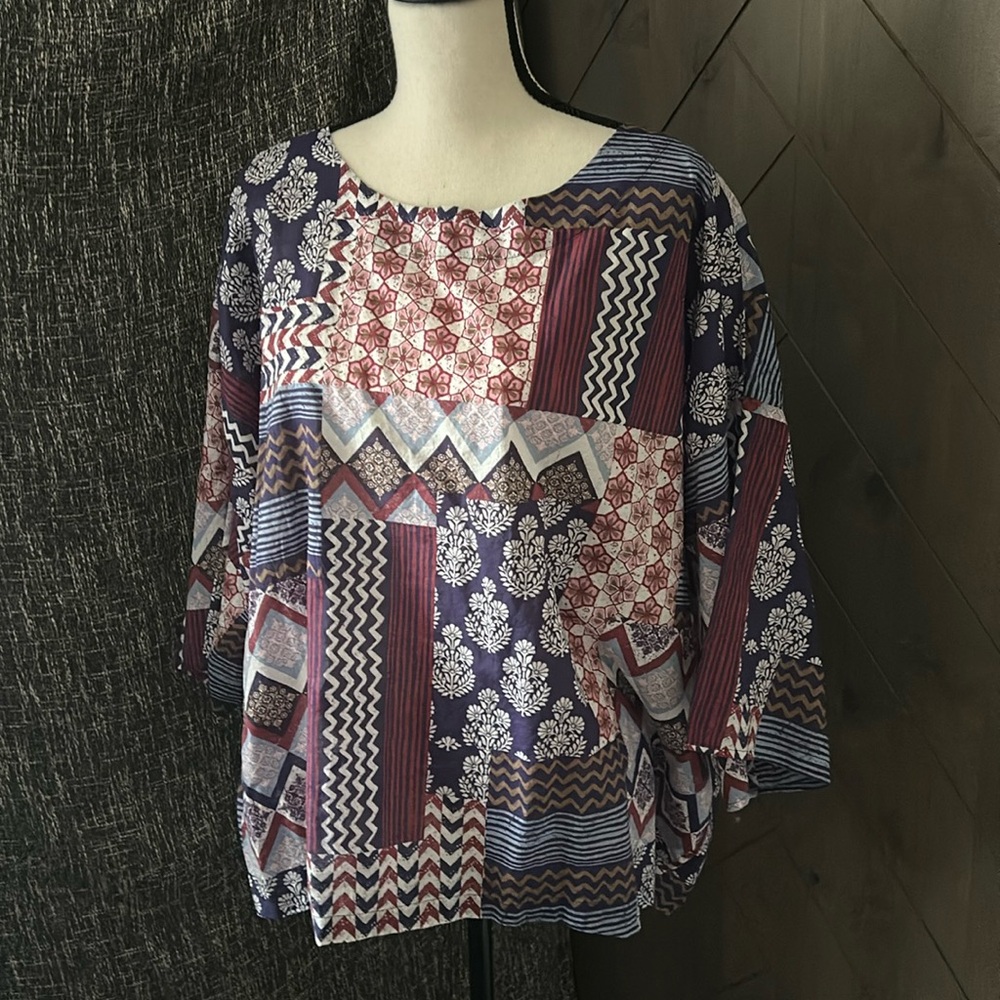 J.Jill organic cotton patterned kimono style top